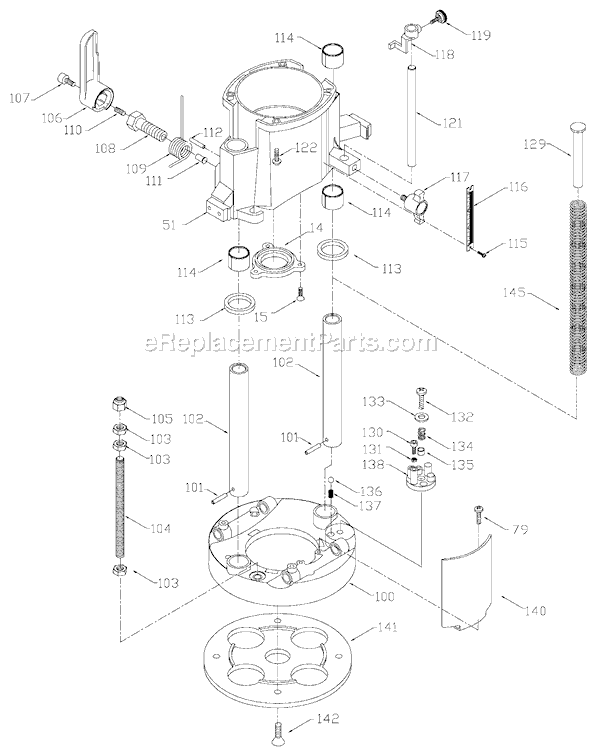 Page B Diagram and Parts List for 7539 Type 3 Porter Cable Router
